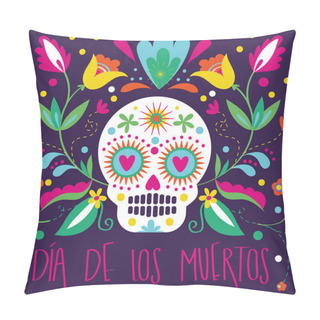 Personality  Dia De Los Muertos Card With Skull And Floral Decoration Pillow Covers