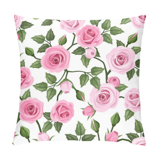 Personality  Seamless Pattern With Pink Roses. Vector Illustration. Pillow Covers