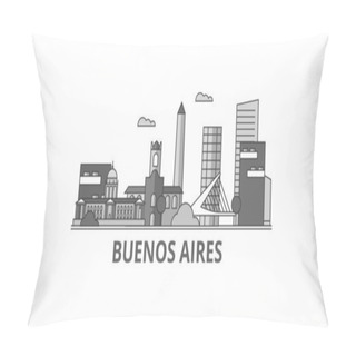 Personality  Argentina, Buenos Aires City City Isolated Skyline Vector Illustration, Travel Landmark Pillow Covers