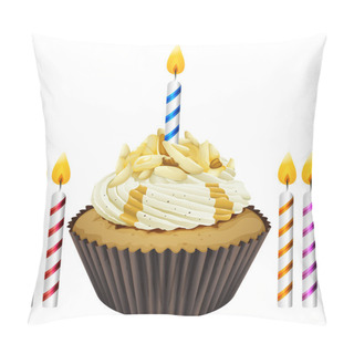 Personality  Cupcake And Candles Pillow Covers