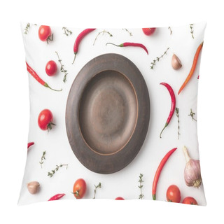 Personality  Plate Among Chili Peppers And Tomatoes  Pillow Covers