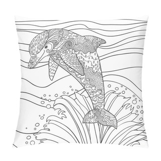 Personality  Happy Dolphin With High Details. Pillow Covers