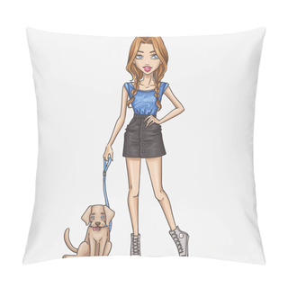 Personality  Girl With A Dog Pillow Covers