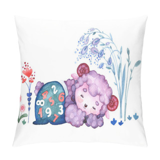 Personality  Childrens Picture With Sleeping Cute Animals. Style For Kids Texture For Fabrics, Cards, Packaging, Textiles, Wallpapers, Clothes. Watercolor Illustration. Design For A Child. Pillow Covers