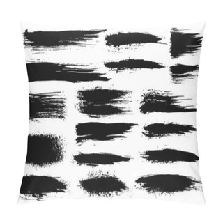 Personality  Vector Set Of Grunge Artistic Brush Strokes, Brushes. Creative Design Elements. Grunge Watercolor Wide Brush Strokes. Black Collection Isolated On White Background Pillow Covers