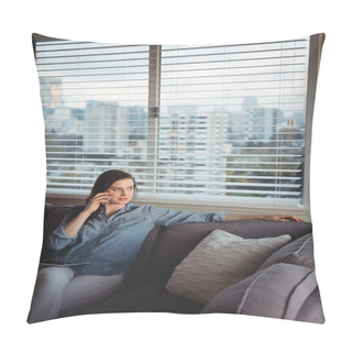 Personality  Woman Talking On Mobile Phone  Pillow Covers