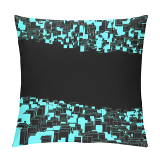 Personality  Abstract Digital Landscape With Cyan Patterns On A Black Background. Evokes Concepts Of Data, Virtual Reality, Or Futuristic Technology. Pillow Covers