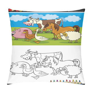 Personality  Farm And Livestock Animals For Coloring Pillow Covers
