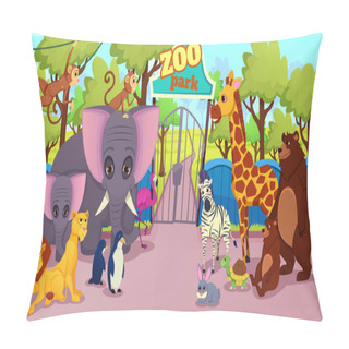 Personality  Zoo Park Animals Species Cartoon Vector Concept Pillow Covers