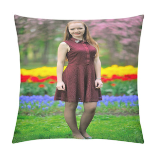 Personality  A Beautiful Girl Outdoors In Summer. Pillow Covers