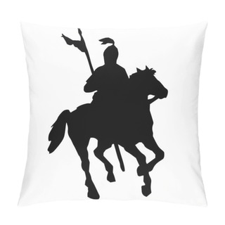 Personality  Silhouette Of An Ancient Warrior Knight Rider Nomad On A Horse With A Flag. Vector Illustration Pillow Covers