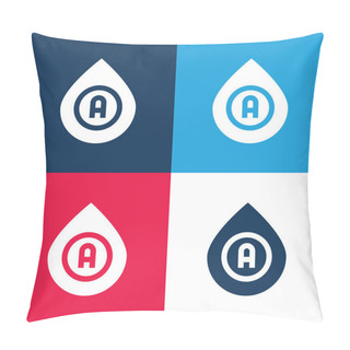 Personality  Blood Type Blue And Red Four Color Minimal Icon Set Pillow Covers