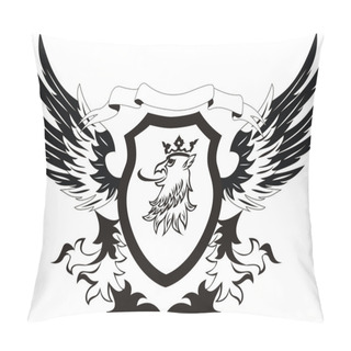 Personality  Grunge Retro Shield With Griffon Head Pillow Covers