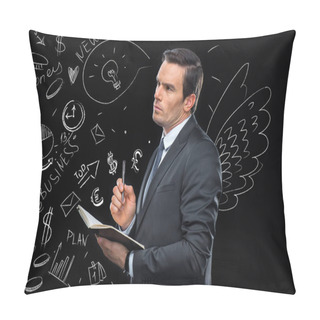 Personality  Businessman Planning Marketing Strategy Pillow Covers