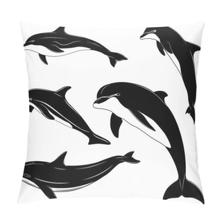 Personality  Set Of Various Dolphins, Tattoo Pillow Covers