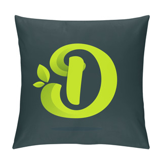Personality  D Letter Logo With Green Leaves. Pillow Covers