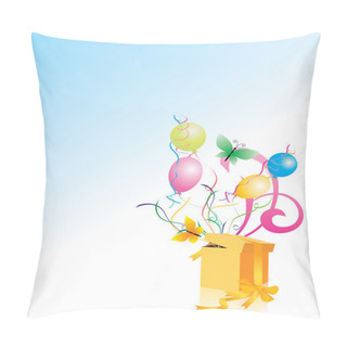 Personality  Vector Illustration Of Opened Gift Box And Colorful Butterflies Pillow Covers