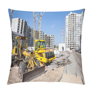 Personality  Bulldozer Working At The Construction Site Pillow Covers