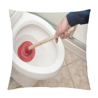 Personality  Plumber Uncloging Toilet Pillow Covers