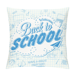 Personality  Back To School Background Of School Supplies Pillow Covers