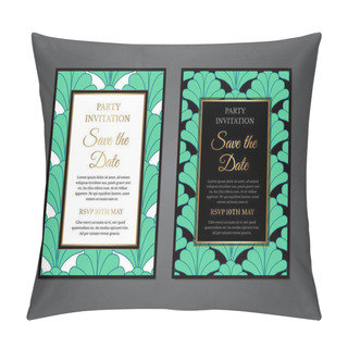 Personality  Art Deco Gatsby Modern Green Black  Invitation Design Pillow Covers