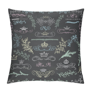 Personality  Vector Chalk Drawing Floral Design Elements, Crowns Pillow Covers