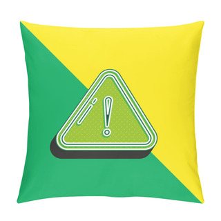 Personality  Alert Green And Yellow Modern 3d Vector Icon Logo Pillow Covers