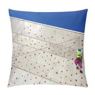 Personality  Youngster's Effort In Climbing A Wall Pillow Covers