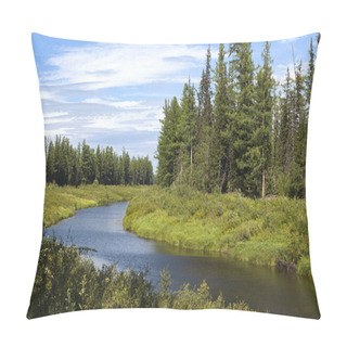 Personality   Nature Blooms In Spring. Chona River In The North Of The Irkutsk Region. And In The Depths Of The Siberian Tagi, Among The Dense Forest On The River Bank Pillow Covers