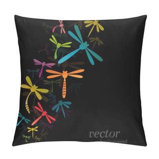 Personality  Dragonfly Design On Black Background  Pillow Covers
