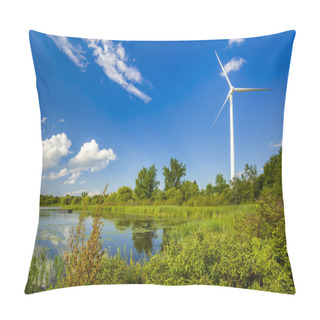Personality  Wind Power Generating Stations In The Park Pillow Covers