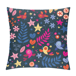 Personality  Birds, Flowers, Stars And Hearts Pattern Pillow Covers