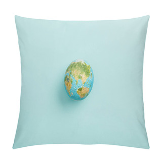 Personality  Top View Of Planet Model On Turquoise Background, Earth Day Concept Pillow Covers