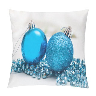 Personality  Two Blue Ornaments Balls With Tinsel  Pillow Covers