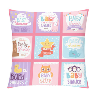 Personality  Baby Shower Invitation Vector Set Card Print Design Layout Illustration Pillow Covers