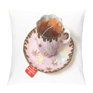 Personality Antique Cup With Tea Bag. Pillow Covers