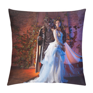 Personality  Fine Art Photo Of Beauty And Beast. Beautiful Girl And A Monster, Fairy Tale, Concept Pillow Covers