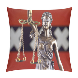 Personality  Symbol Of Law And Justice With Amsterdam City Flag. Close Up. Pillow Covers