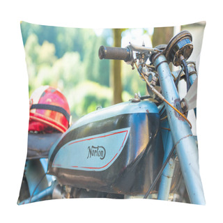 Personality  Norton Motorcycle Vintage At Vintage Motorcycle  Show Pillow Covers