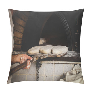 Personality  Production Of Baked Bread With A Wood Oven In A Bakery. Pillow Covers
