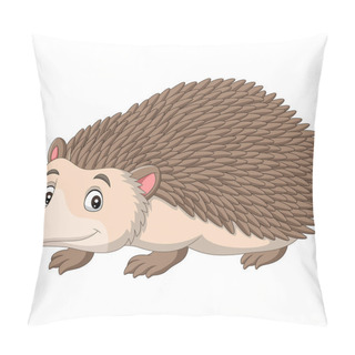 Personality  Vector Illustration Of Cartoon Happy Hedgehog On White Background Pillow Covers