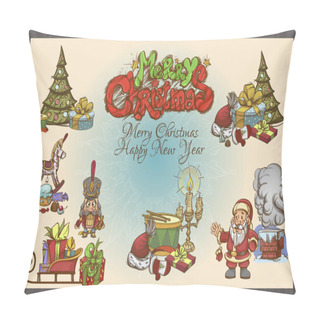 Personality  Frame With Decorative Design Elements For Christmas And New Year. Pillow Covers