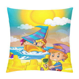 Personality  Children Playing At The Beach By The Sea Or Ocean Pillow Covers