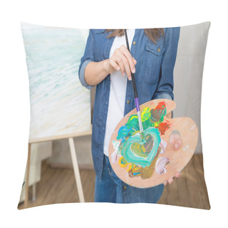 Personality  Woman Artist Painting Picture Pillow Covers