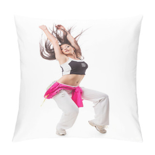 Personality  Young Modern Flexible Hip-hop Dance Girl Bends Backwards With Hanging Hair.  Pillow Covers