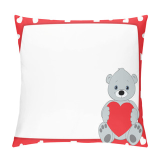 Personality  Red Frame Grey Teddy Horizontal Pillow Covers