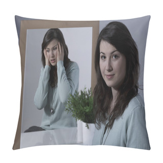 Personality  Scared Woman And Manic Depression Pillow Covers