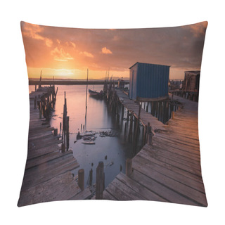 Personality  Long Exposure Seascape At Sunset. Palafitic Pier In Carrasqueira. Comporta. Portugal Pillow Covers