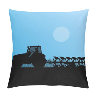 Personality  Agriculture Tractor Plowing The Land In Cultivated Country Grain Pillow Covers