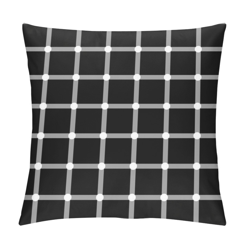 Personality  Optical illusion. White circles flash on black squares and change color. pillow covers